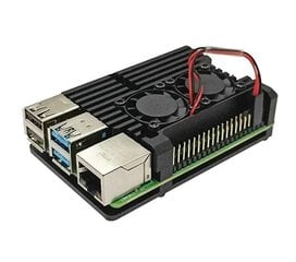 Алюминиевый радиатор Raspberry Pi 4B - коробка черного цвета с двумя вентиляторами цена и информация | Электроника с открытым кодом | kaup24.ee