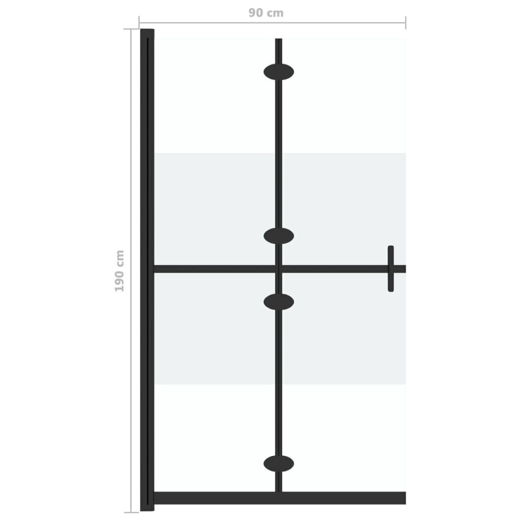 vidaXL kokkupandav dušinurga sein, matt ESG-klaas, 90 x 190 cm hind ja info | Dušikabiinide uksed ja seinad | kaup24.ee