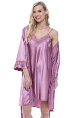 Комплект из искусственного шелка халат и ночная рубашка для женщин Jasmin 1739 цена и информация | Женские халаты | kaup24.ee
