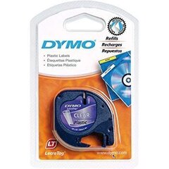 Plastteip Dymo LetraTag 12mm x 4m/must läbipaistev (S0721540) hind ja info | Printeritarvikud | kaup24.ee