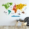 Seinakleebis värvilise maailmakaardiga loomadega XL
