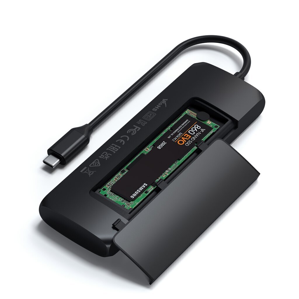Satechi USB-C Hybrid, sisseehitatud mälupesa SSD, must hind ja info | USB jagajad, adapterid | kaup24.ee
