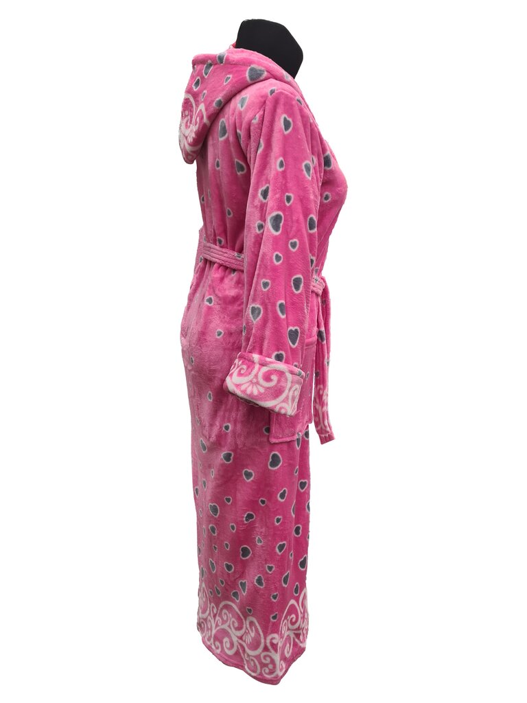 Naiste bambuskiust hommikumantel kapuutsiga Elite Bamboo, roosa hallide südametega hind ja info | Naiste hommikumantlid | kaup24.ee
