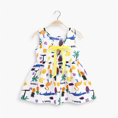 Tüdrukute kleit lõunamaise pildiga, valge hind ja info | Tüdrukute kleidid | kaup24.ee