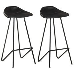 vidaXL baaripukid 2 tk, must, ehtne nahk hind ja info | Söögilaua toolid, köögitoolid | kaup24.ee