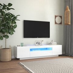 vidaXL telerialus LED-tuledega, kõrgläikega, valge, 160 x 35 x 40 cm hind ja info | TV alused | kaup24.ee
