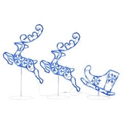 vidaXL lendav jõulu põhjapõder ja saan, sinine, 260x21x87 cm akrüül цена и информация | Декорации | kaup24.ee