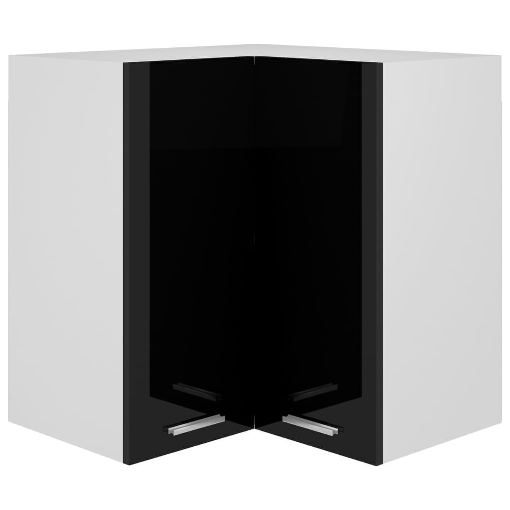 vidaXL seina nurgakapp, kõrgläikega must, 57x57x60 cm puitlaastplaat hind ja info | Köögikapid | kaup24.ee