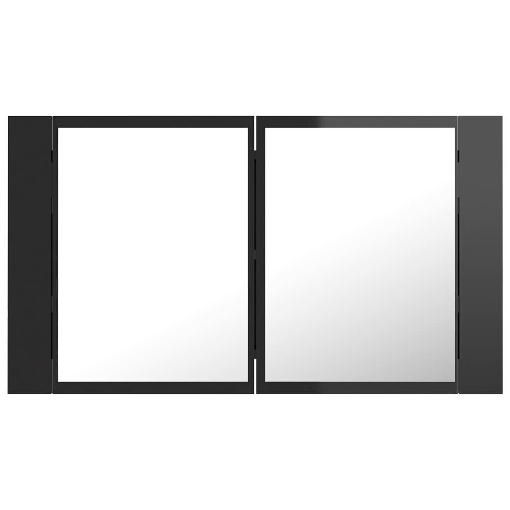 vidaXL LED-peeglikapp kõrgläikega must 80x12x45 cm, akrüül hind ja info | Vannitoakapid | kaup24.ee