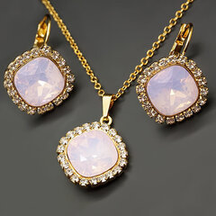 Ehete komplekt naistele DiamondSky „Glare III (Rose Water Opal)“ Swarovski kristallidega цена и информация | Наборы украшений | kaup24.ee