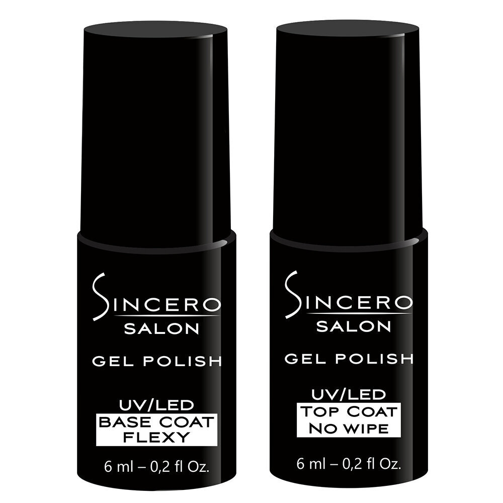 Komplekt "Sincero Salon" Base coat Flexy, 6 ml / Top coat No wipe, 6 ml цена и информация | Küünelakid, küünetugevdajad | kaup24.ee