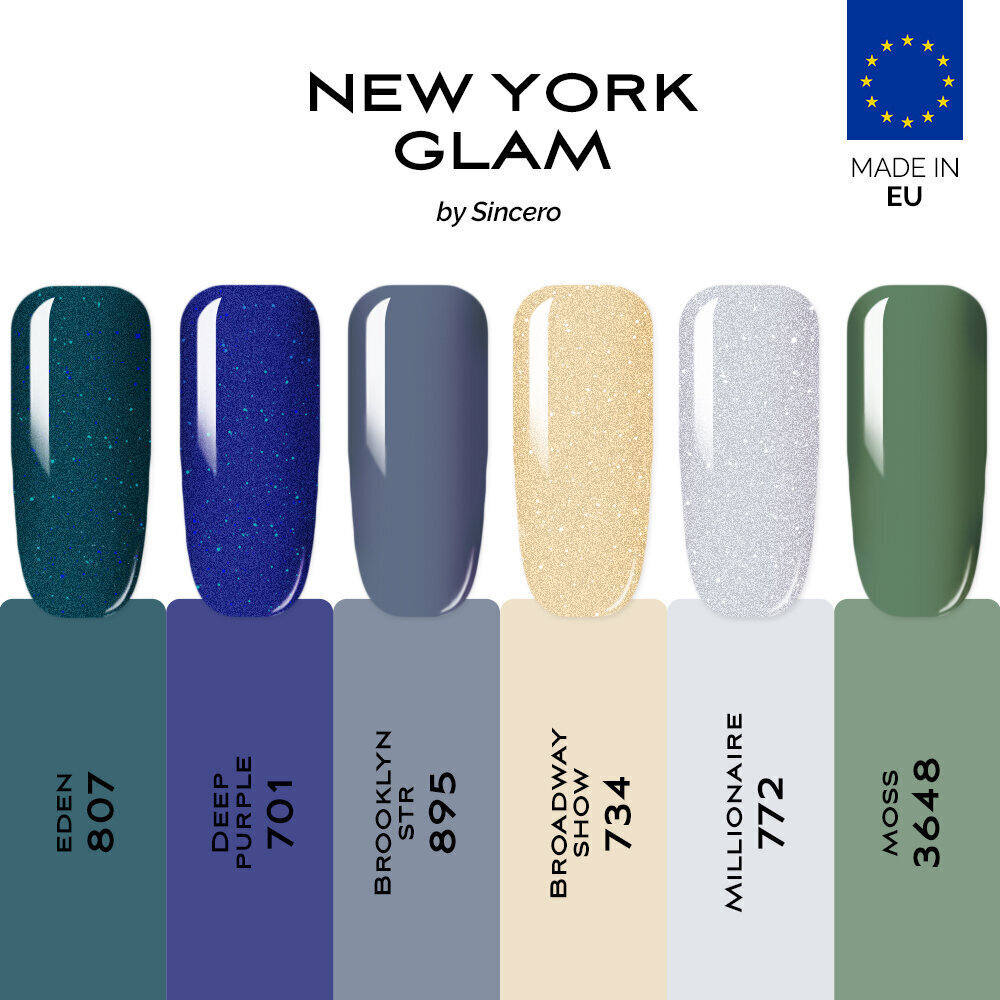 Geellakkide komplekt "Sincero Salon" NEW YORK GLAM, 6 pcs x 6 ml hind ja info | Küünelakid, küünetugevdajad | kaup24.ee