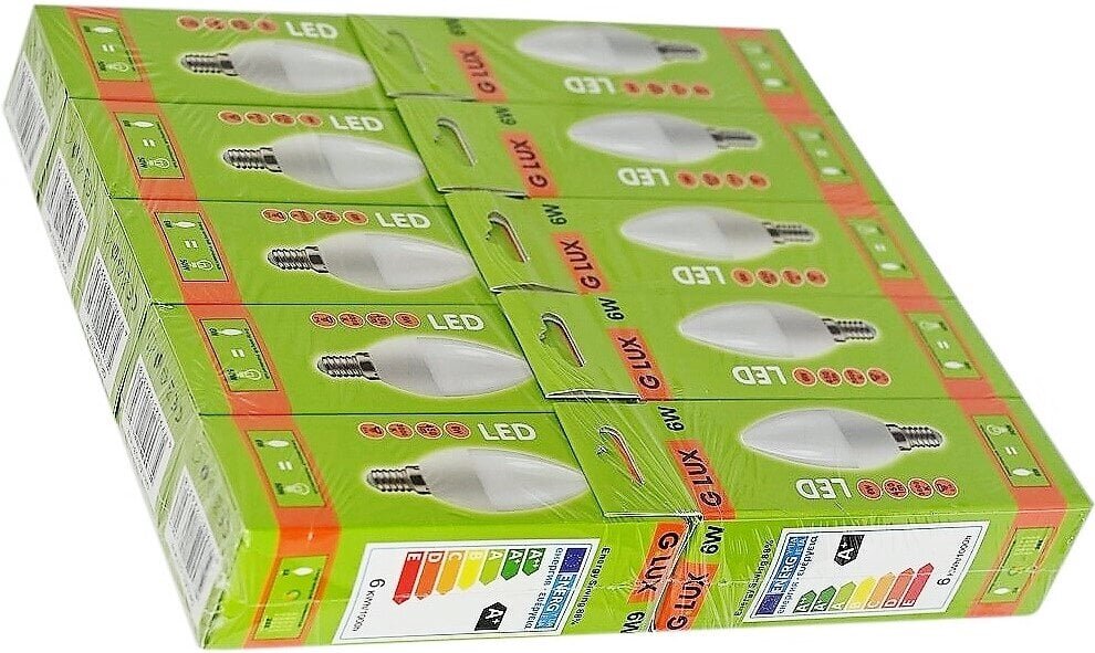 LED pirnid G.LUX GR-LED-C37-6W 3000K, 10 tk pakis цена и информация | Lambipirnid, lambid | kaup24.ee