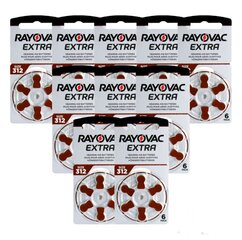 Батарейки Rayovac Extra Advanced 312 для слуховых аппаратов, 60 шт. цена и информация | Батерейки | kaup24.ee