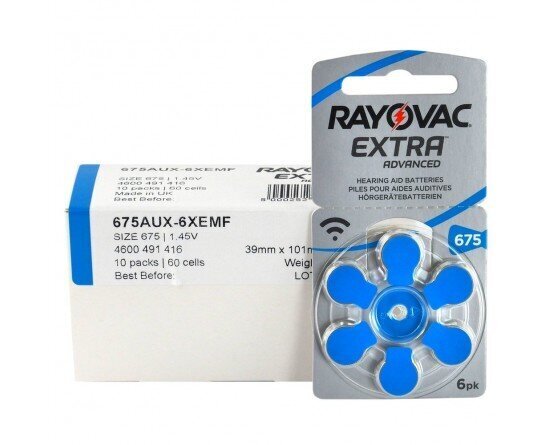 Rayovac Extra Advanced 675 patareid kuuldeaparaatide jaoks, 60 tk hind ja info | Patareid | kaup24.ee