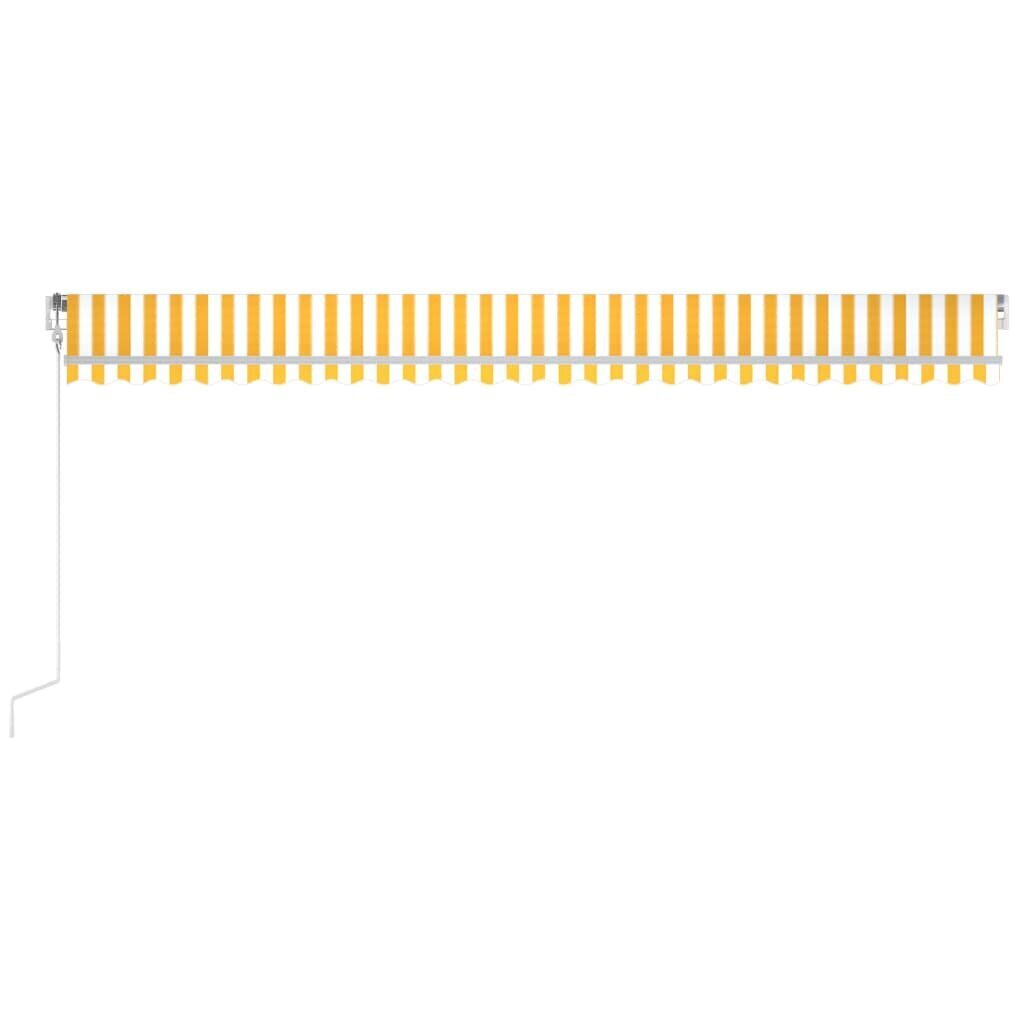 vidaXL automaatne varikatus, LED, tuuleandur, 600x350 cm kollane/valge hind ja info | Päikesevarjud, markiisid ja alused | kaup24.ee