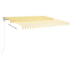 vidaXL käsitsi sissetõmmatav varikatus postidega, 4x3 m, kollane/valge hind ja info | Päikesevarjud, markiisid ja alused | kaup24.ee