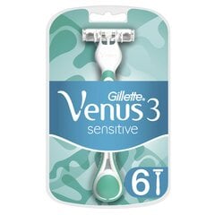 Naiste ühekordsed raseerijad Gillette Venus 3 Sensitive, 6tk цена и информация | Косметика и средства для бритья | kaup24.ee