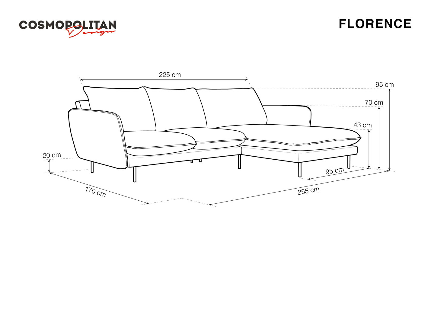 Pehme nurgadiivan Cosmopolitan Design Florence 5S, beeži värvi цена и информация | Nurgadiivanid ja nurgadiivanvoodid | kaup24.ee