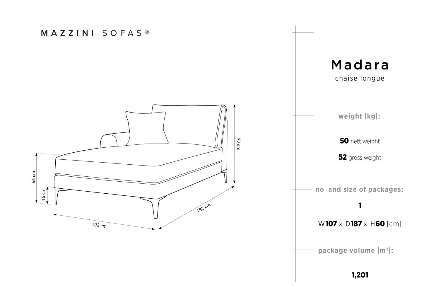 Kušett Mazzini Sofas Madara, sinine цена и информация | Diivanid ja diivanvoodid | kaup24.ee