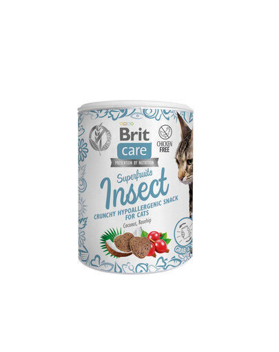 Brit Care Cat Snack SuperFruits Insect hüpoallergeenne kassimaius 100g hind ja info | Maiustused kassidele | kaup24.ee