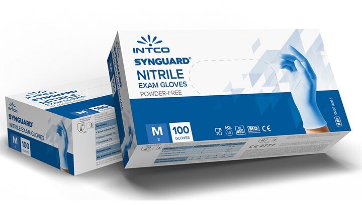 Ühekordsed nitriilkindad INTCO SYNGUARD, suurus M, sinine, puudrivaba, 100 tk цена и информация | Esmaabi | kaup24.ee