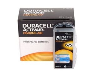 Элементы Duracell для слуховых аппаратов ActivAir PR44 675, 60 шт. цена и информация | Батарейки | kaup24.ee