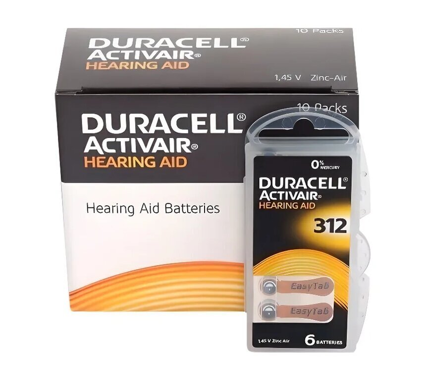 Duracell elemendid kuuldeaparaatidele ActivAir PR41 312, 60 tk. hind ja info | Patareid | kaup24.ee