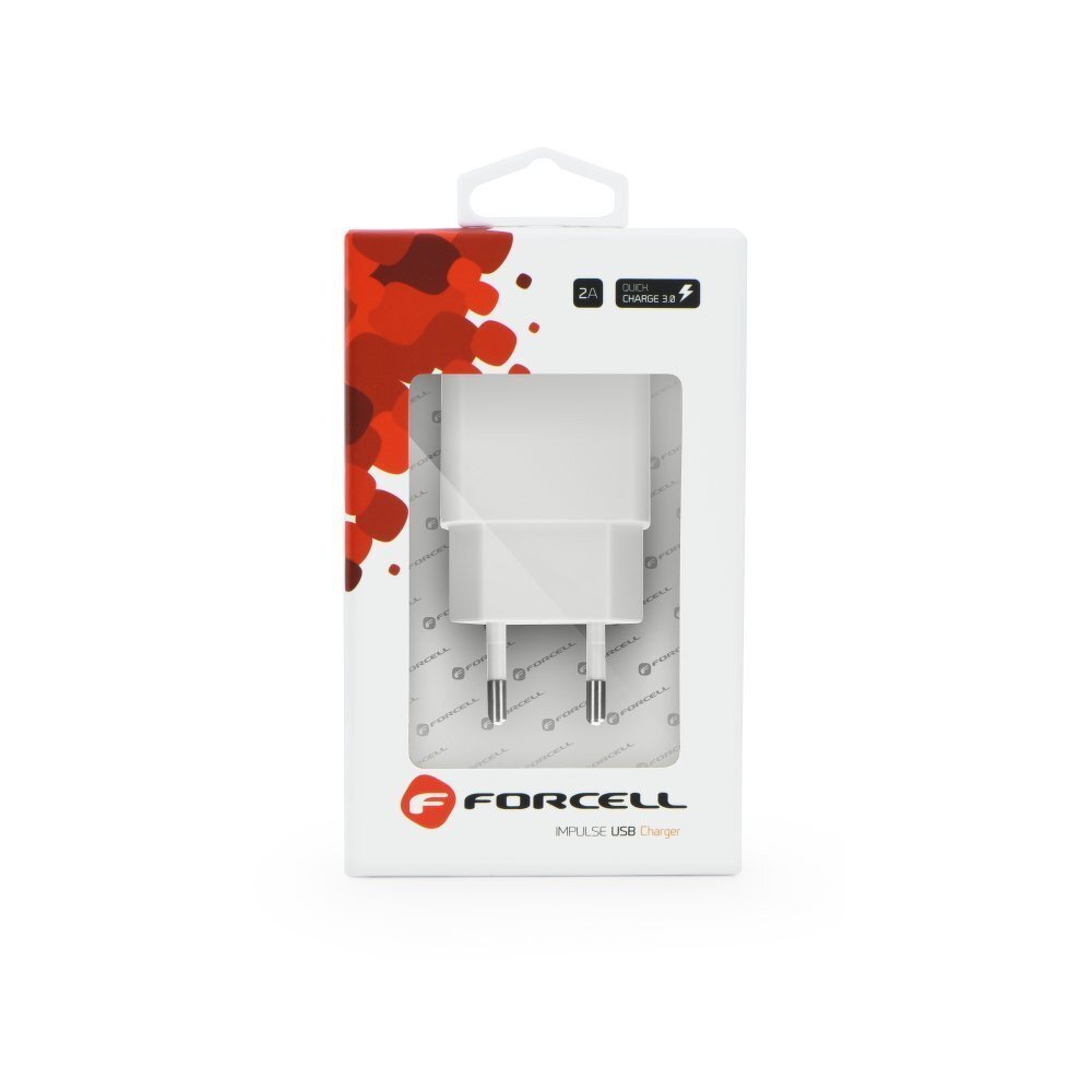 Telefonilaadija Forcell Pulse Quick Charge 3.0 USB 2A White цена и информация | Mobiiltelefonide laadijad | kaup24.ee