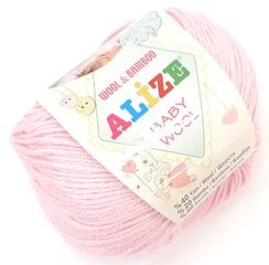 Kudumisniit Alize Wool Wool-Bamboo, värvus heleroosa 185R hind ja info | Kudumistarvikud | kaup24.ee