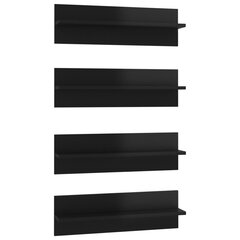 vidaXL seinariiulid 4 tk, kõrgläikega must, 60x11.5x18cm, puitlaastplaat hind ja info | Riiulid | kaup24.ee