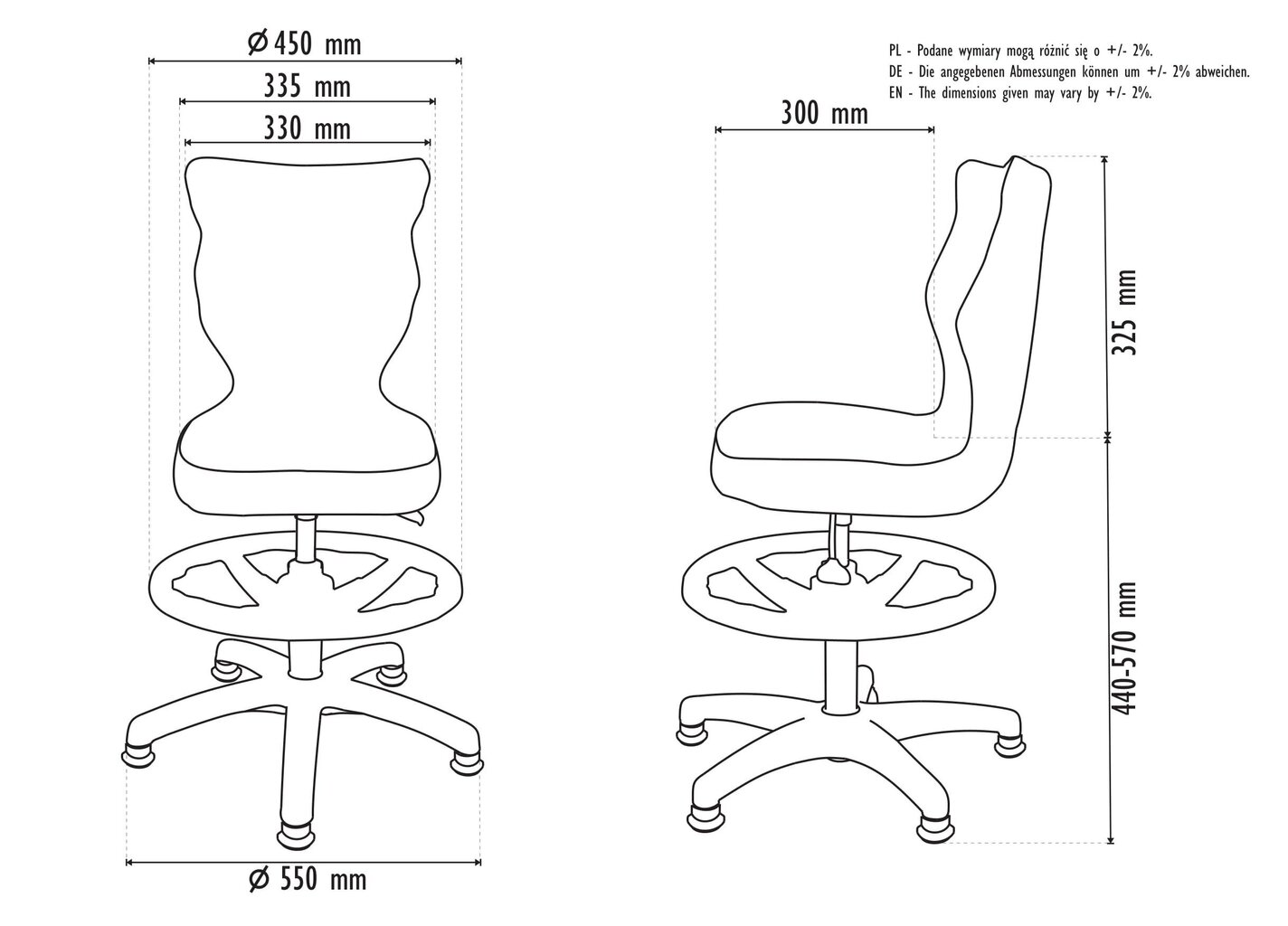 Ergonoomiline lastetool Entelo jalatoega Good Chair Petit VS01 3, must/valge hind ja info | Kontoritoolid | kaup24.ee