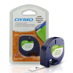 DYMO LetraTag Бумажная лента 12мм x 4м/черный на белом (S0721500/S0721510) цена и информация | Аксессуары для принтера | kaup24.ee