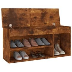Jalatsipink padjaga vidaXL, suitsutatud tamm, 104 x 30 x 49 cm цена и информация | Полки для обуви, банкетки | kaup24.ee