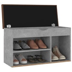 Jalatsipink padjaga vidaXL, betoonhall, 80 x 30 x 47cm, puitlaastplaat цена и информация | Полки для обуви, банкетки | kaup24.ee