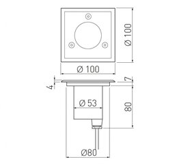 Напольный встраиваемый квадратный светильник ALFA-K-MINI GU10 50W цена и информация | Уличное освещение | kaup24.ee