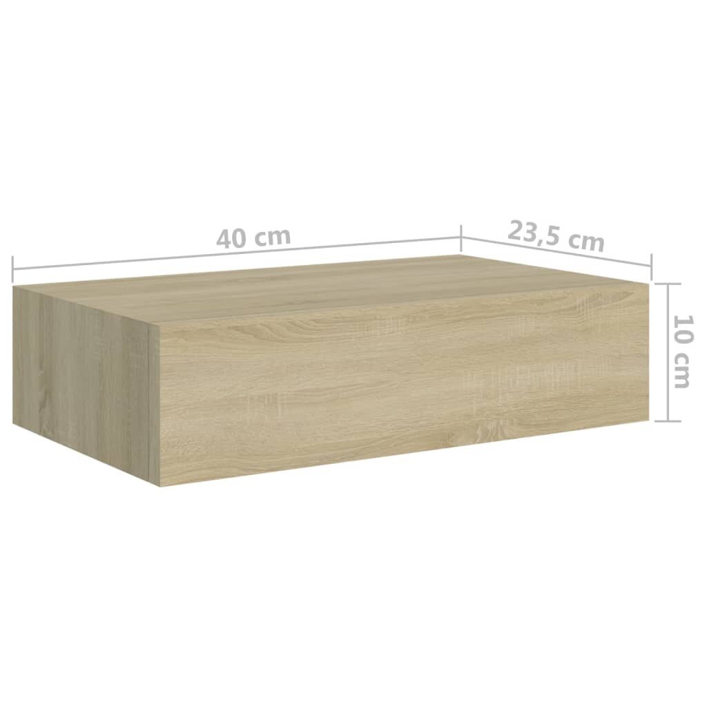 vidaXL sahtlitega seinariiulid, 2 tk, tamm, 40 x 23,5 x 10 cm MDF hind ja info | Riiulid | kaup24.ee