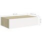 vidaXL sahtlitega seinariiulid, 2tk, tamm ja valge, 40 x 23,5 x 10 cm MDF цена и информация | Riiulid | kaup24.ee