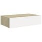 vidaXL sahtlitega seinariiulid, 2tk, tamm ja valge, 40 x 23,5 x 10 cm MDF hind ja info | Riiulid | kaup24.ee