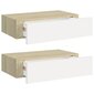 vidaXL sahtlitega seinariiulid, 2tk, tamm ja valge, 40 x 23,5 x 10 cm MDF hind ja info | Riiulid | kaup24.ee