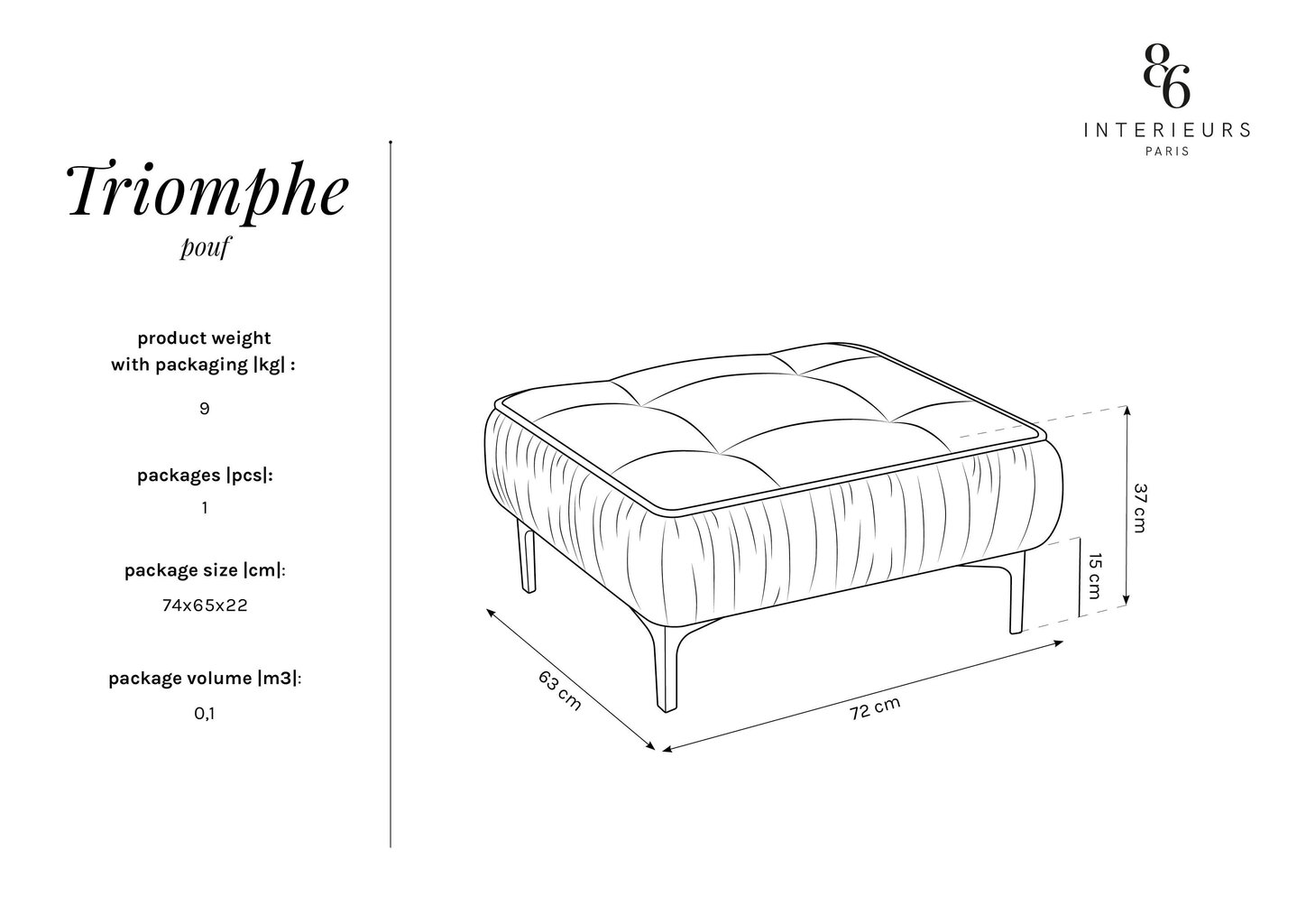 Tumba Interieurs86 Triomphe, punane / must hind ja info | Kott-toolid, tumbad, järid | kaup24.ee