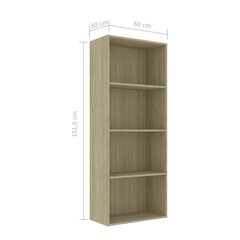 vidaXL 4-korruseline riiul Sonoma tamm 60x30x151,5 cm puitlaastplaat цена и информация | Полки | kaup24.ee