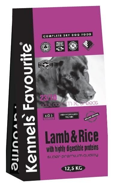 Lamb&Rice 12,5kg - Kennels Favourite. Kõrgeima (superpremium) kvaliteediga täistoit kõikidest tõugudest täiskasvanud koertele Ideaalne toit allergikutele ja seedehäiretega koertele hind ja info | Kuivtoit koertele | kaup24.ee