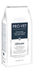 Ultimate 2,5kg - PRO-VET. Veterinaar-dieettoit on spetsiaalselt loodud koertele, kellel on toiduallergia, toidutalumatus (ülitundlikkushäired) või atoopia (allergiline dermatiit); sobib südamepuudulikkusega (kardiomüopaatia) koertele. цена и информация | Сухой корм для собак | kaup24.ee