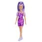 Nukk Barbie läikivas lillas kleidis fashionista, HBV12 hind ja info | Tüdrukute mänguasjad | kaup24.ee