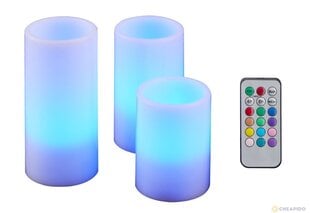 Päris vahast 3 tk. küünlad RGB LED komplekt puldiga цена и информация | Настольные лампы | kaup24.ee