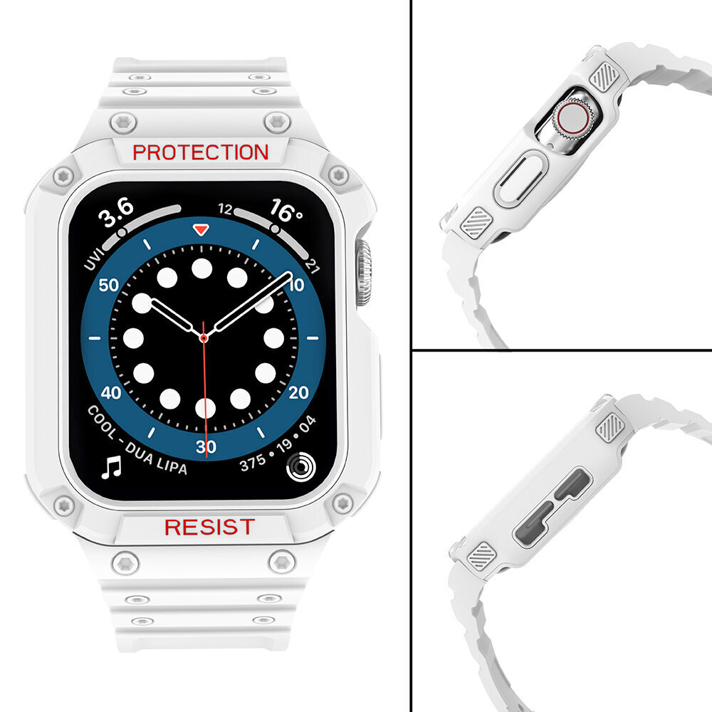 Kellarihm Apple Watchile 7 / 6 / 5 / 4 / 3 / 2 / SE 45 / 44 / 42 mm, valge hind ja info | Nutikellade ja nutivõrude tarvikud | kaup24.ee