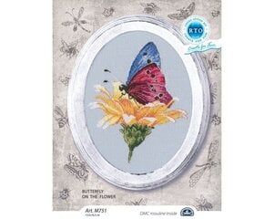 Ristpistes tikkimiskomplekt "Liblikas lille peal", 13.5 x 16.5, RTO hind ja info | Tikkimistarvikud | kaup24.ee