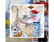 Ristpistes tikkimiskomplekt "Pariisis raamatut lugev kass", 23.5 cm x 23.5 cm, RTO hind ja info | Tikkimistarvikud | kaup24.ee