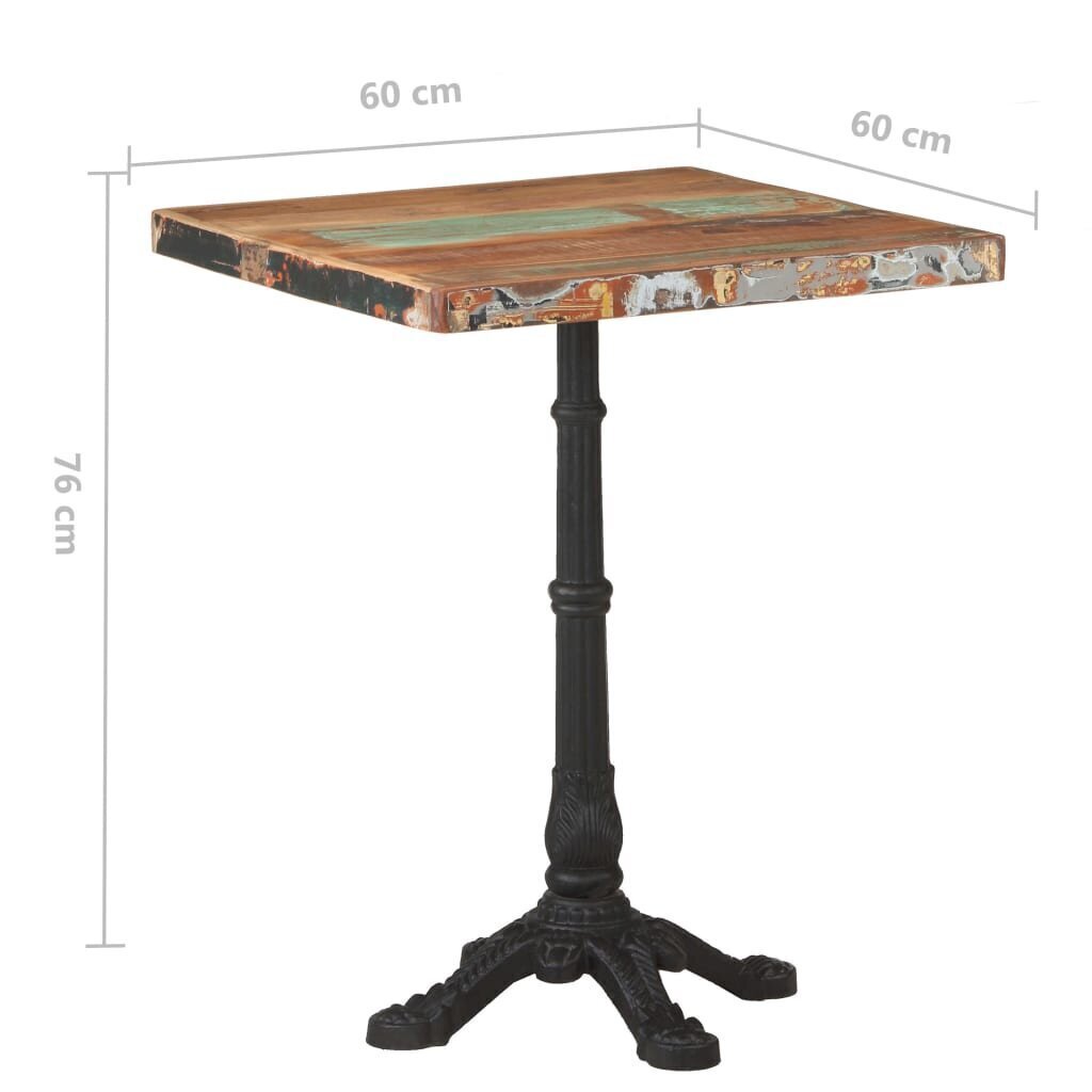 vidaXL bistroolaud, 60 x 60 x 76 cm, taastatud puit цена и информация | Köögi- ja söögilauad | kaup24.ee